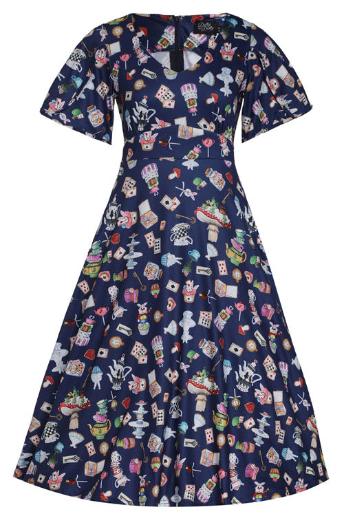 Dolly & Dotty Janice Dress in Wonderland Print So Alice