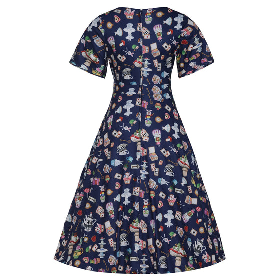 Dolly & Dotty Janice Dress in Wonderland Print So Alice