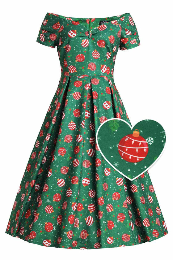 Dolly & Dotty Lily Swing Dress in Christmas Bauble Print