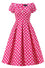 Dolly & Dotty Lily Midi Swing Dress in Hot Pink and White Polka dot