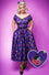 Dolly & Dotty Lily Swing Dress in Purple with Cat and Rose Print