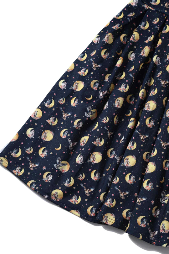 Dolly & Dotty Amanda Dress in Navy Night Owl Print Cresent Moon