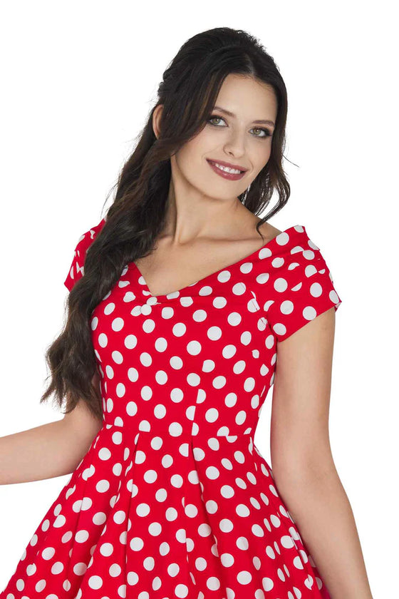 Dolly & Dotty Lily Swing Dress in Red and White Polka dot