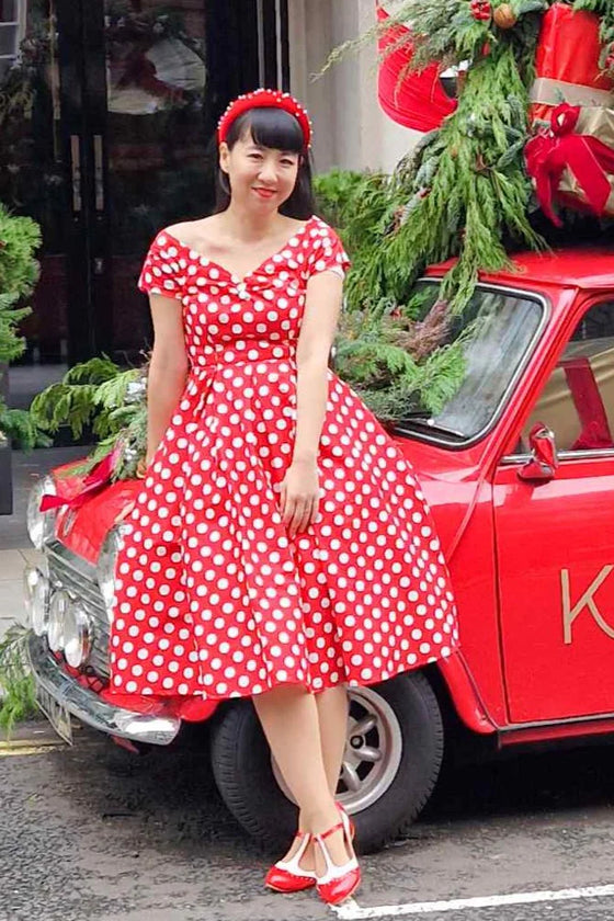 Dolly & Dotty Lily Swing Dress in Red and White Polka dot