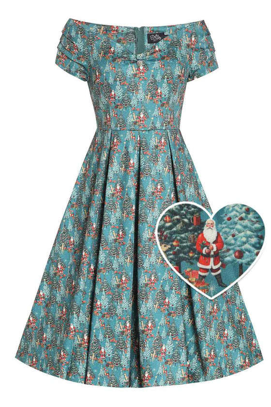 Dolly & Dotty Lily Swing Dress in Santa and Reindeer Print