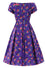 Dolly & Dotty Lily Swing Dress in Purple with Cat and Rose Print