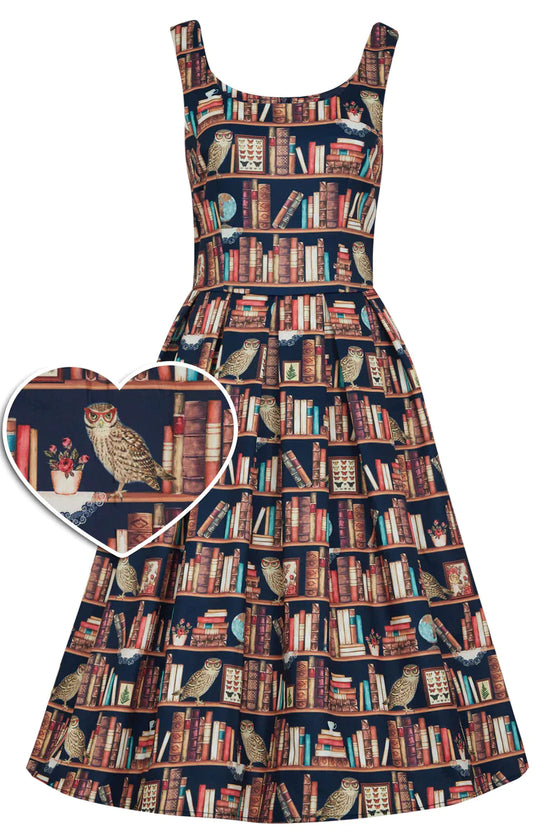 Dolly & Dotty Amanda Dress in Library Print Owl Books