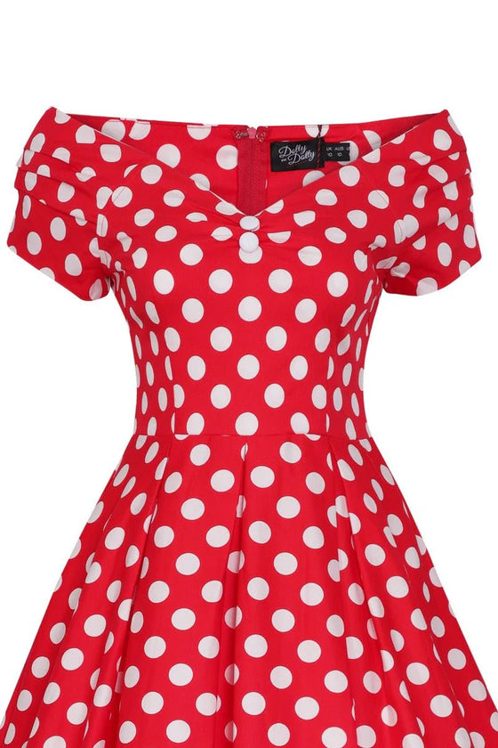 Dolly & Dotty Lily Swing Dress in Red and White Polka dot