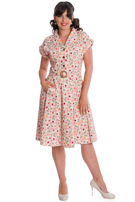 Banned Retro Country Cherry Jennie Jive Fit and Flare Collar Dress