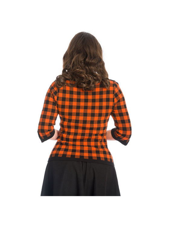 Banned Checked Knit Top in Orange