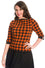Banned Retro Checked Knit Top Jumper in Orange
