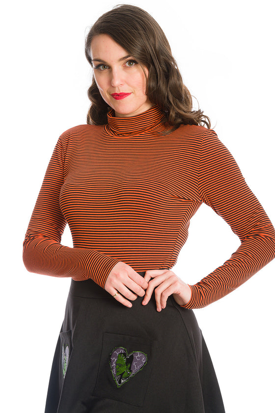 Banned Trick or Treat Top in Orange Stripe