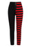 Banned Alternative Half Black Half Stripe Leggings in Black & Red
