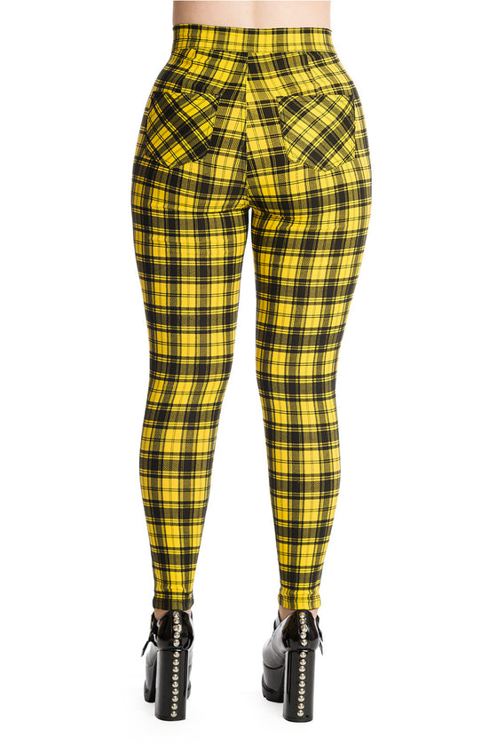 Yellow sales plaid leggings