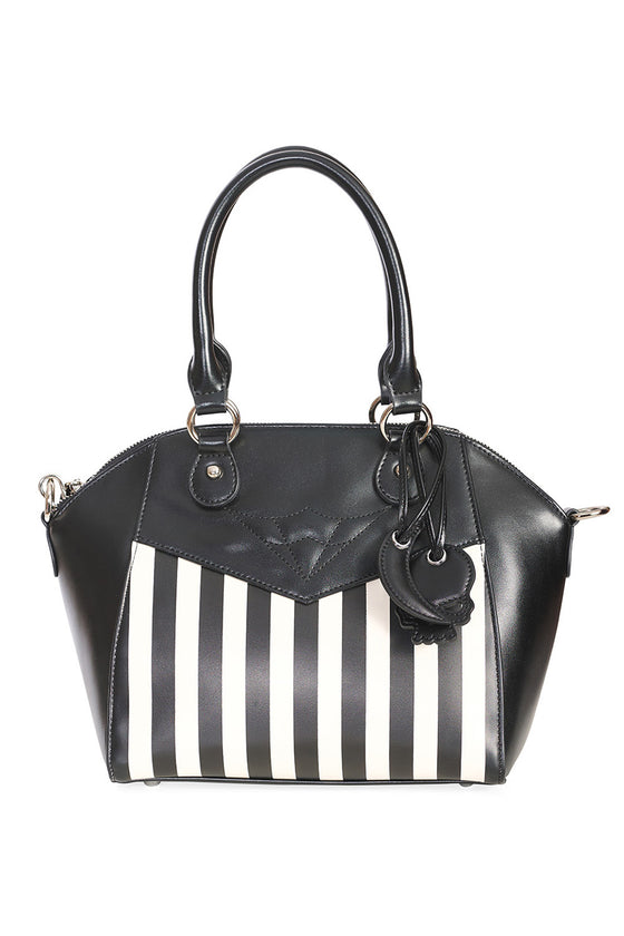 Banned Alternative Another Lost Soul Handbag Purse with Black and White Stripes