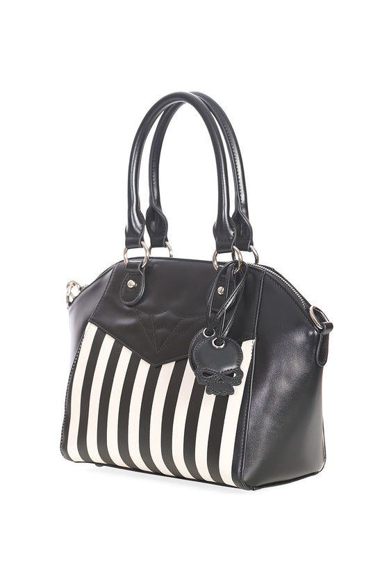 Banned Alternative Another Lost Soul Handbag Purse with Black and White Stripes