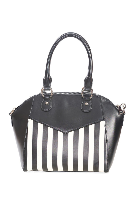 Banned Alternative Another Lost Soul Handbag Purse with Black and White Stripes