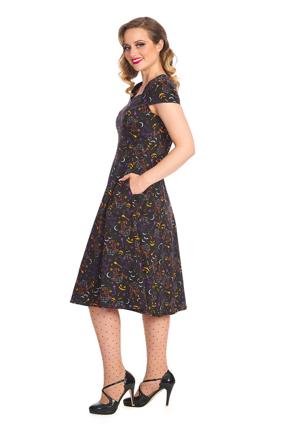 Banned Retro All Hallows Cat Swing Dress
