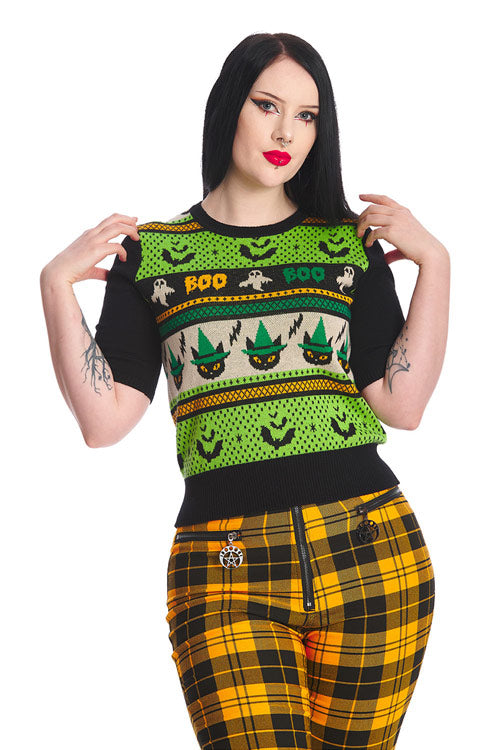 Banned Spooky Boo Top Jumper Halloween Cats