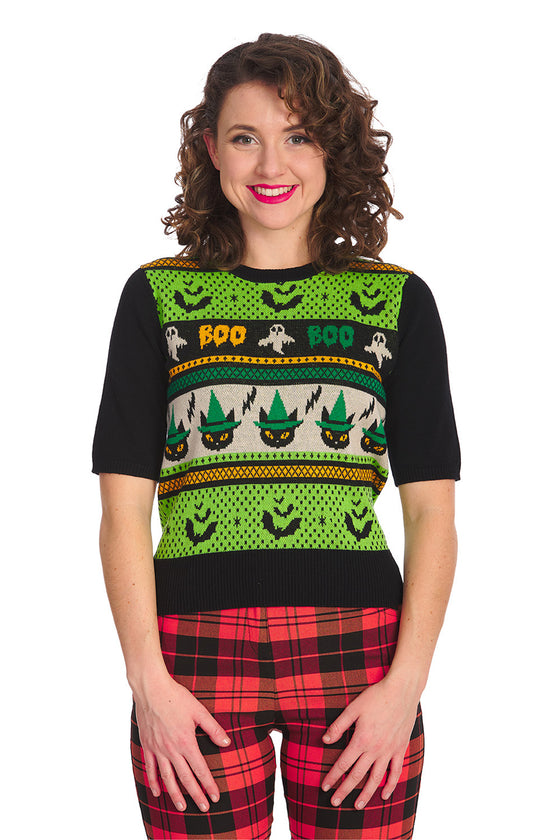 Banned Spooky Boo Top Jumper Halloween Cats