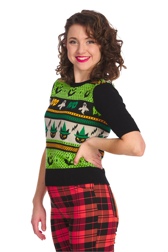 Banned Spooky Boo Top Jumper Halloween Cats