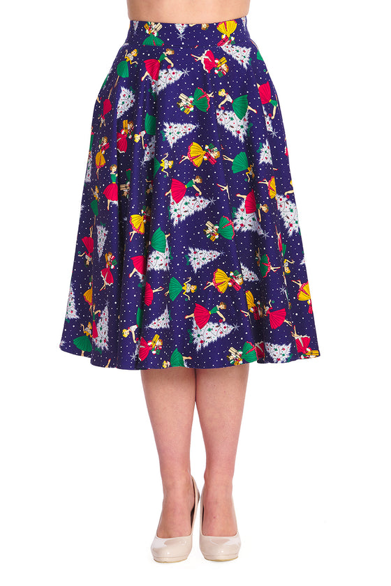 Banned Vintage Christmas Swing Skirt with Pockets