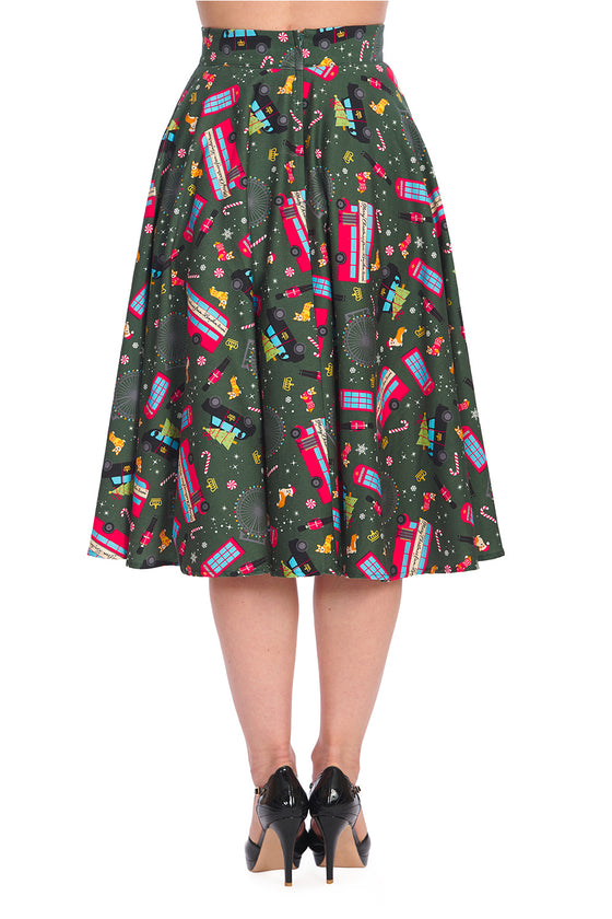 Banned London Town Swing Skirt with Pockets Christmas