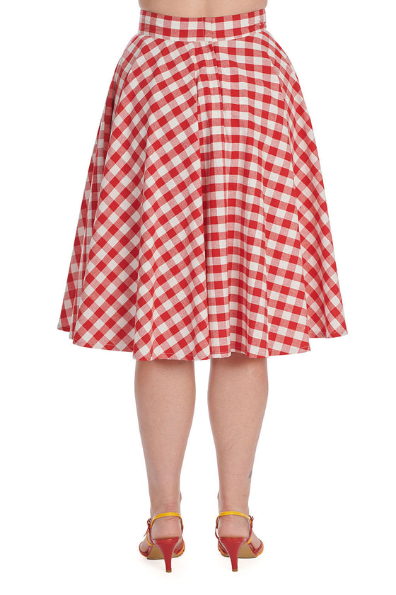 Banned Retro Picnic by the Sea Swing Skirt Red Gingham