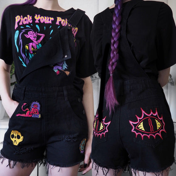 Killstar Oracle Denim Overalls with Patches