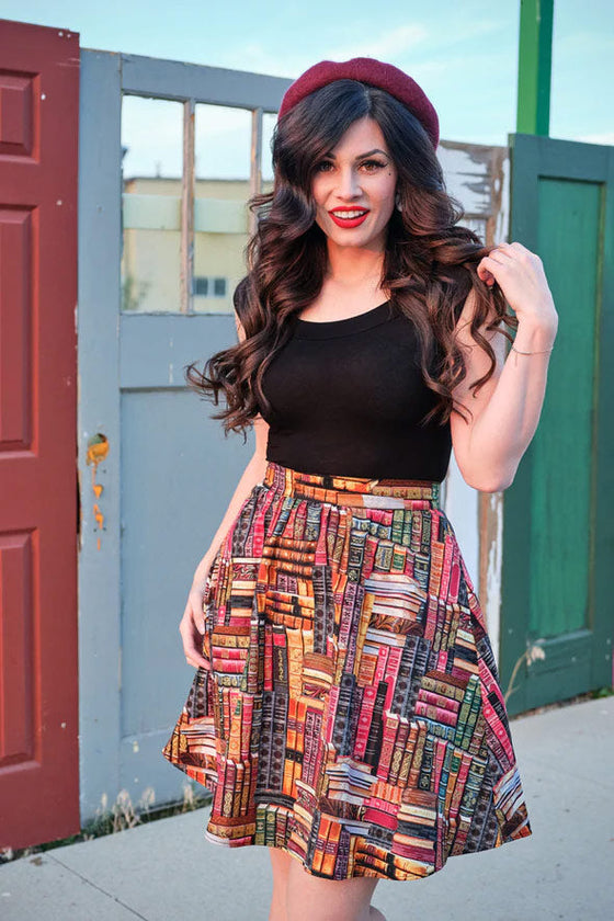 Retrolicious A-Line Skirt in Don't Judge a Book by its Cover