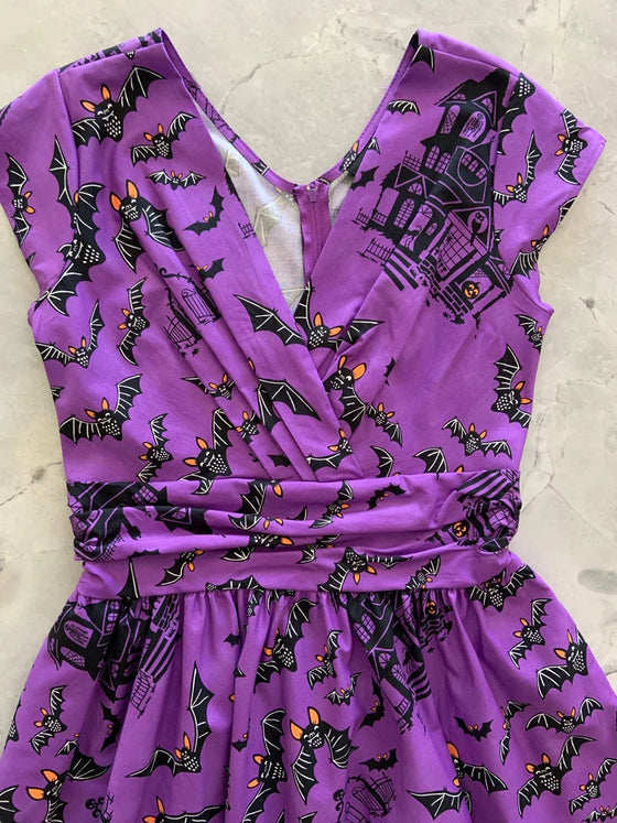 Retrolicious Greta Dress in Haunted House Print