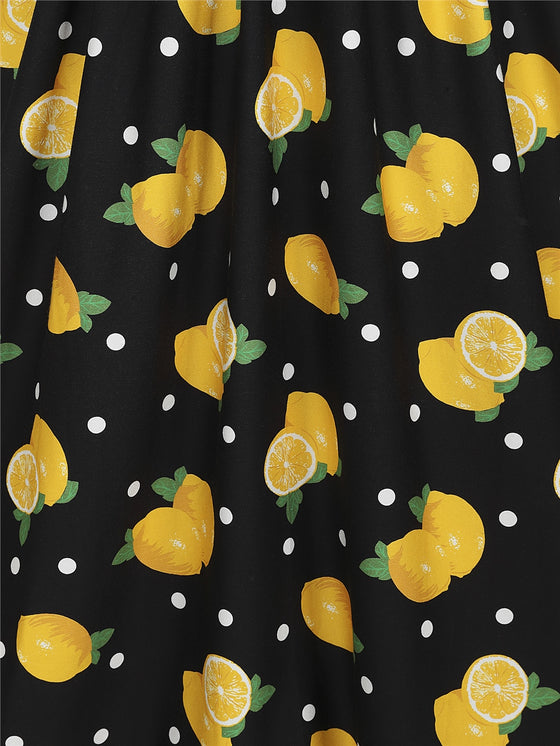 Collectif Demira Swing Dress in Polkadot Lemon Print