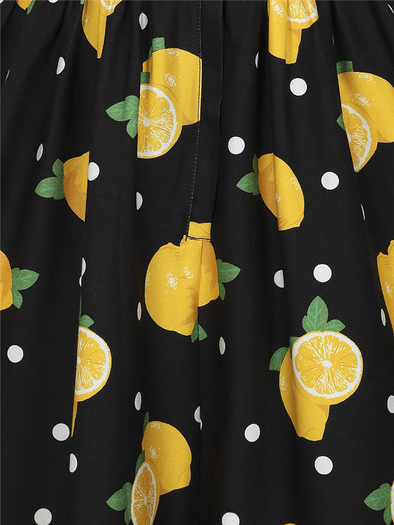 Collectif Demira Swing Dress in Polkadot Lemon Print