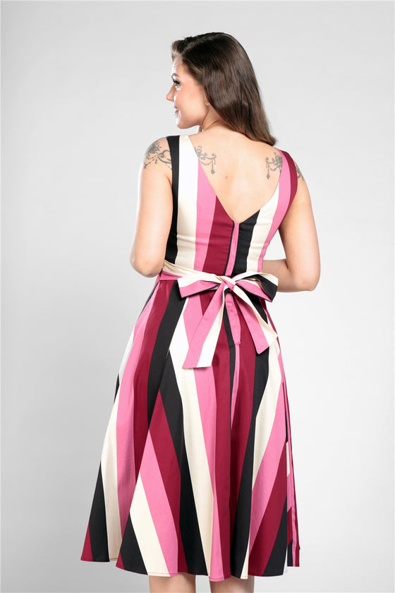 Collectif Frances Swing Dress in Bubblegum Stripe