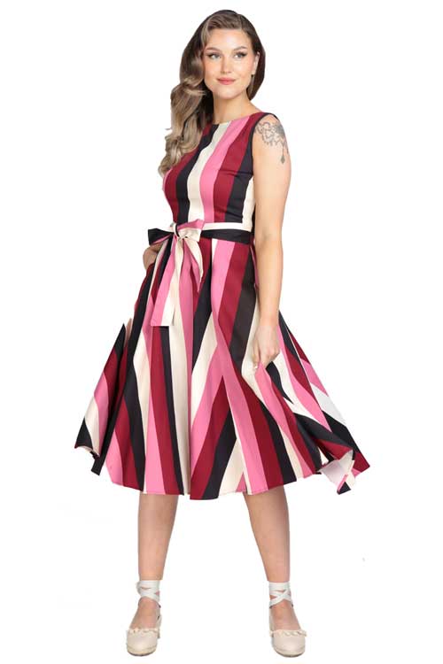 Collectif Frances Swing Dress in Bubblegum Stripe