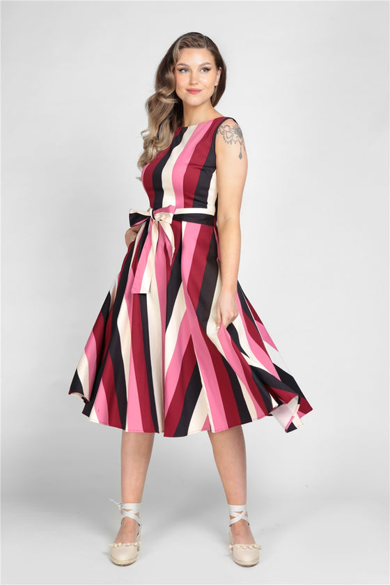 Collectif Frances Swing Dress in Bubblegum Stripe