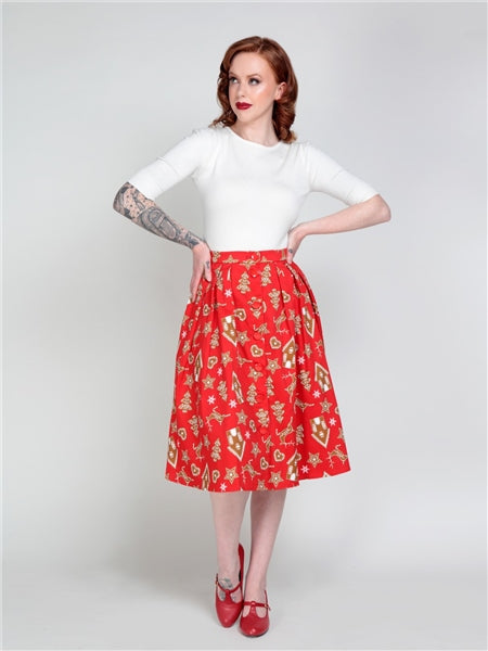 Collectif Josualda Ginger Cookies Swing Skirt Christmas