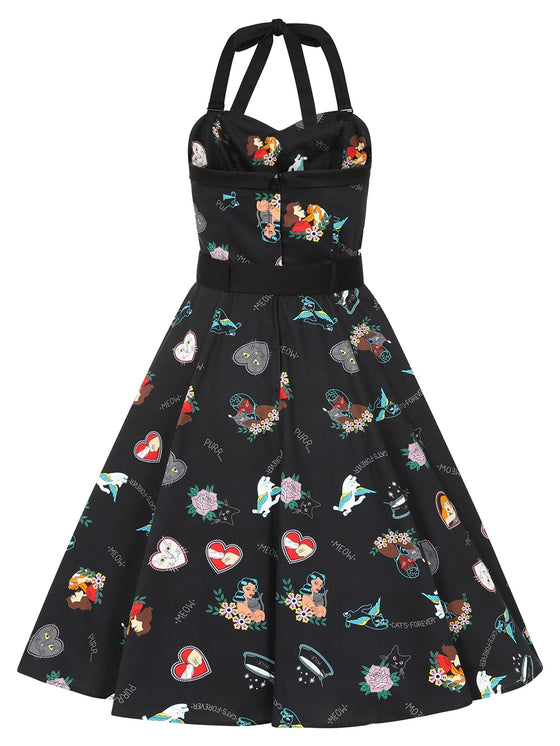 Collectif Georgie Swing Dress in Cats Forever Print