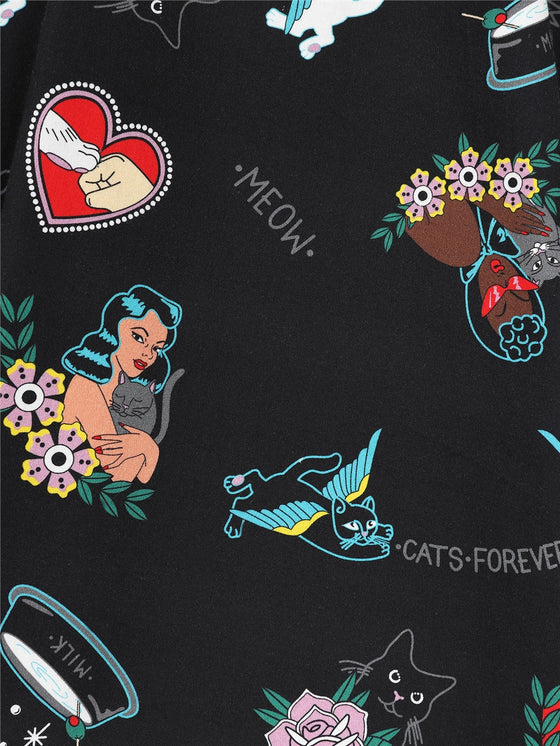 Collectif Georgie Swing Dress in Cats Forever Print