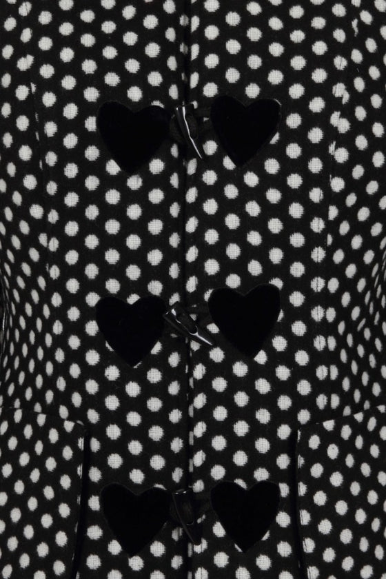 Hell Bunny Amelia Coat in Black and White Polkadot