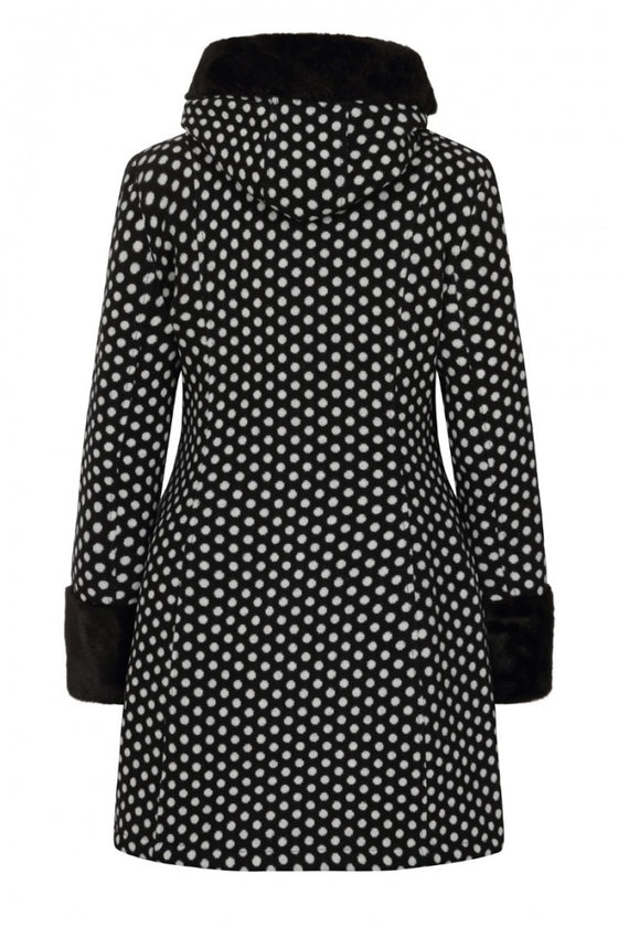 Hell Bunny Amelia Coat in Black and White Polkadot