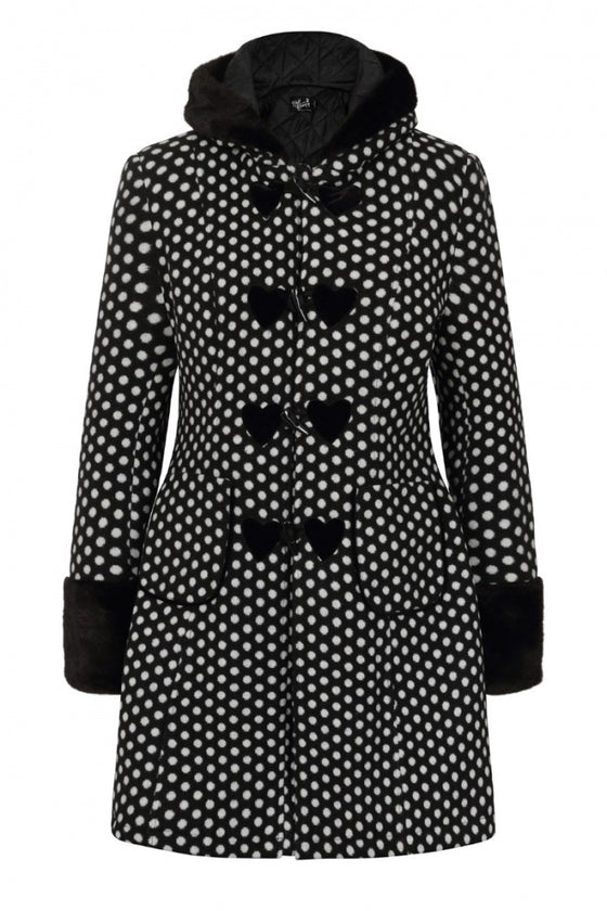 Hell Bunny Amelia Coat in Black and White Polkadot
