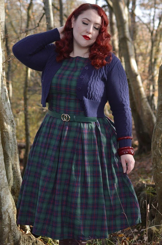 Dolly & Dotty Annie Swing Dress in Green Tartan Christmas