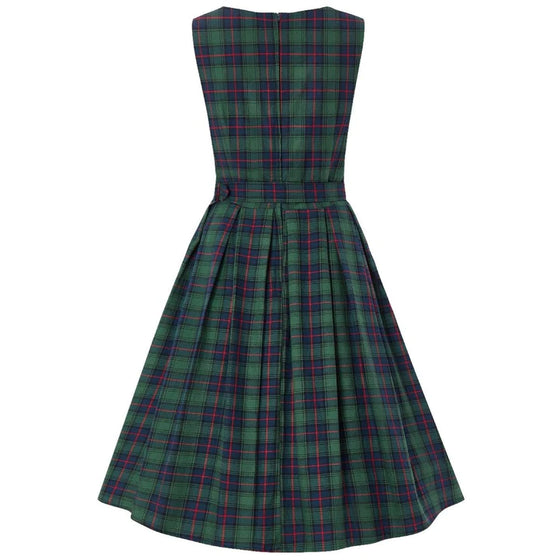 Dolly & Dotty Annie Swing Dress in Green Tartan Christmas