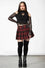 Killstar Bat Girl Skirt Red Tartan with Statement Buckles