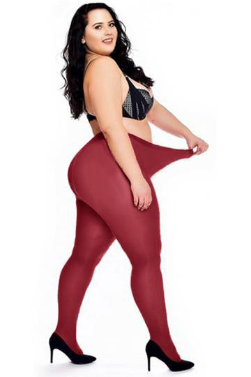 Pamela Mann Hosiery Curvy Super-Stretch 50 Denier Tights in Burgundy