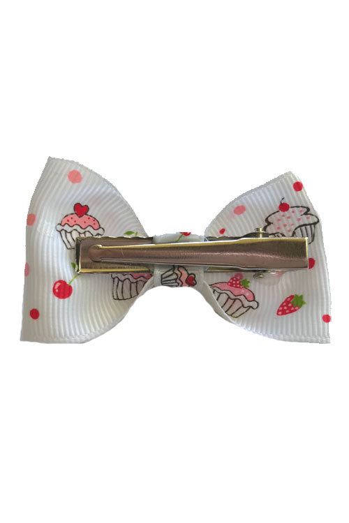 Cupcake Hair Bow Pair in White