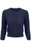 MAK Sweaters Chunky Vintage Knit Cardigan with 3/4 Sleeves in Navy