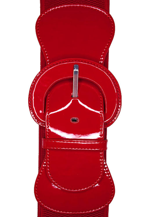 Kitty Deluxe Wide Cinch Belt in Deep Ruby Red