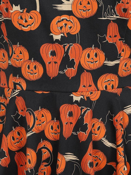 Collectif Zita Skater Dress in Pumpkins and Cats print